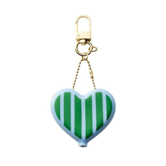Kate Spade New York X Target Green Blue Striped Heart Coin Purse Keychain Limite - Picture 2 of 4